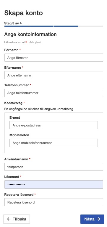 Här du fyller i dina personliga uppgifter så som namn, e-post och telefonnummer.