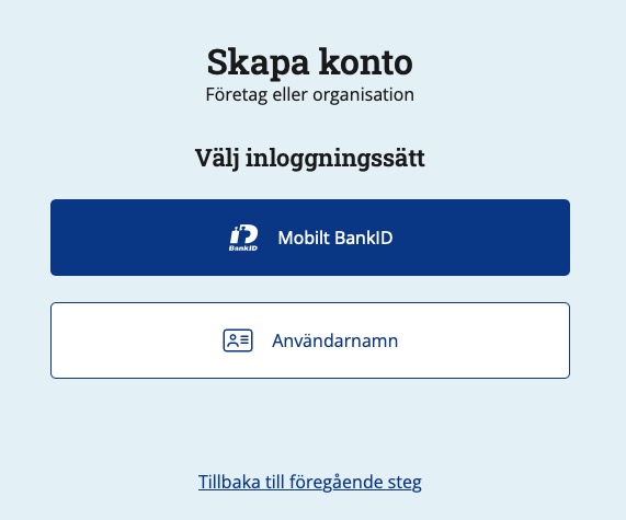 Skärmdump av sidan där du väljer hur du vill logga in.